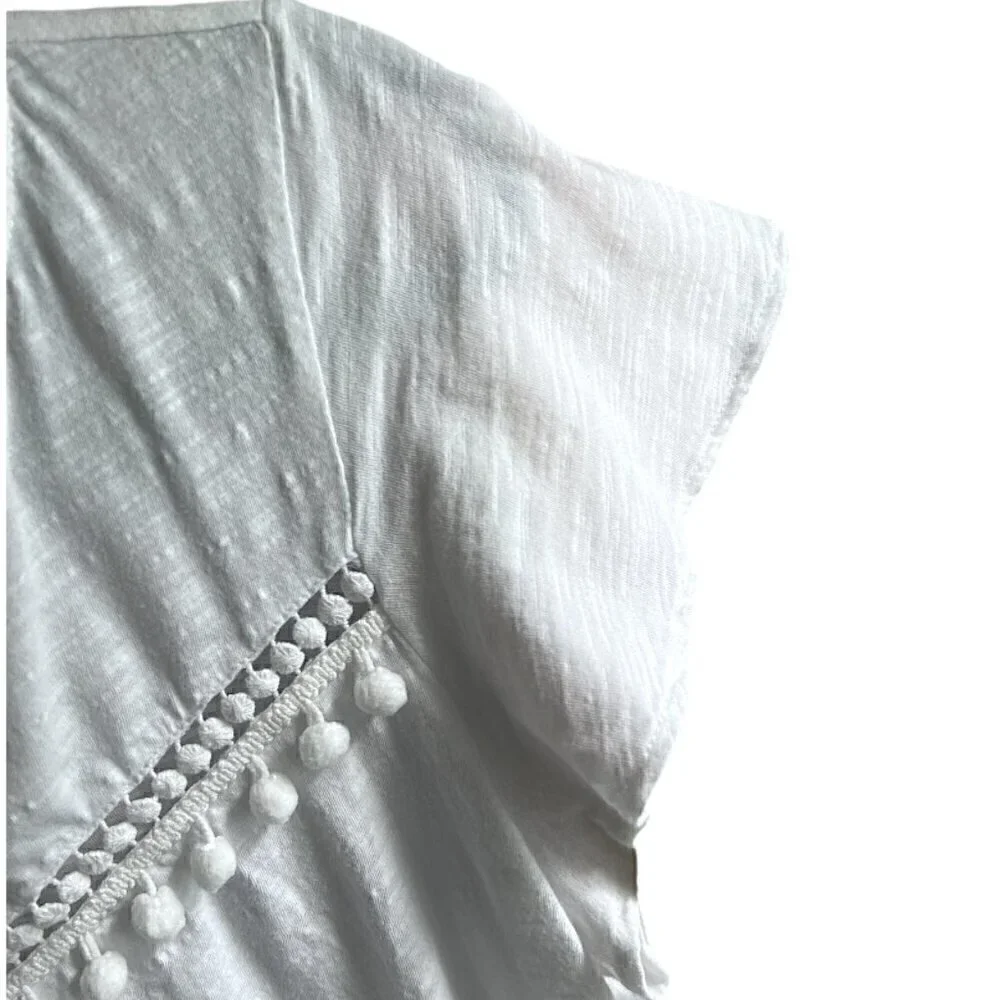 Lilly Pulitzer White Florabelle Knit Embroidery Flutter Sleeve Top Size Medium